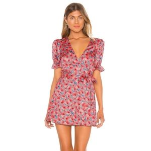 House of Harlow S Aja Mini True Wrap Dress Red Poppy Floral